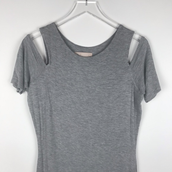 Philosophy Gray Cold Shoulder Stretch Midi Dress Size L - Picture 3 of 8